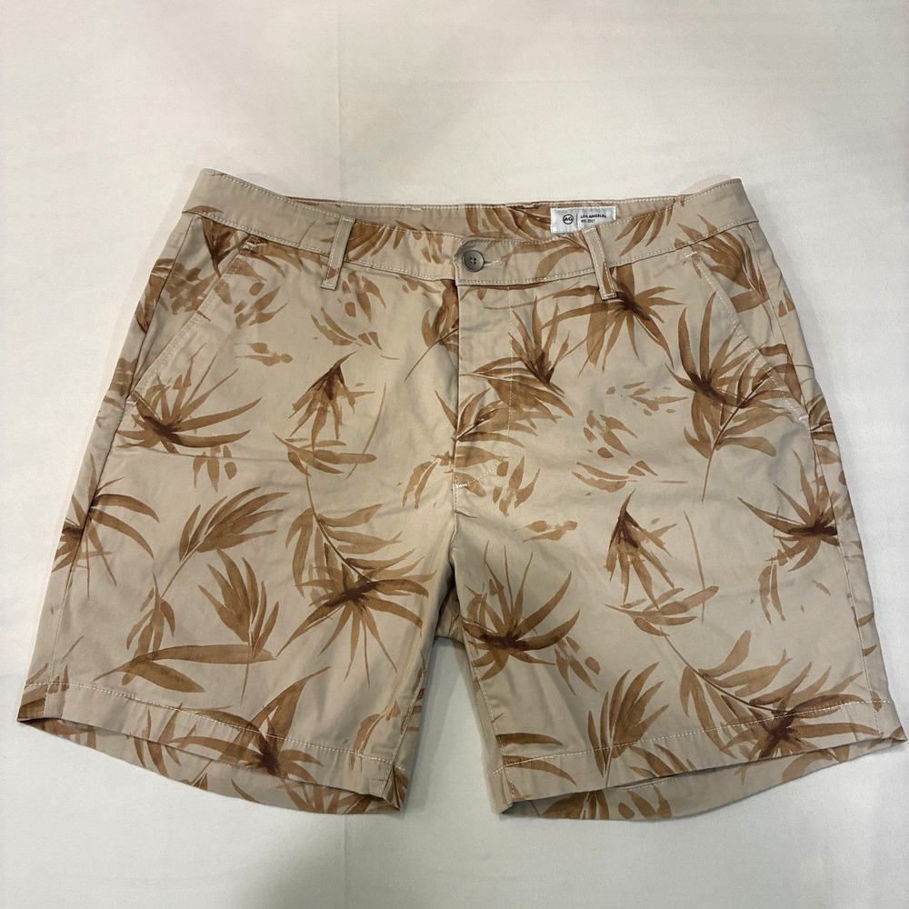 AG Cipher Slim Men's shorts Size 36US Beige Color, Hawaiian Print
